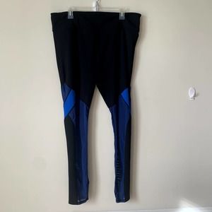 Fabletics Leggings Black Blue Mesh Stretch Workout Athletic High Rise 1X Plus
